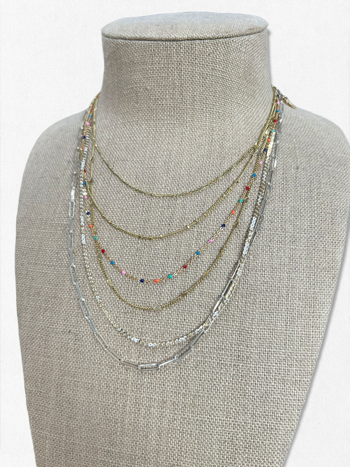 MIXED CHAIN MULTI-LAYERED NECKLACE - Kingfisher Road - Online Boutique
