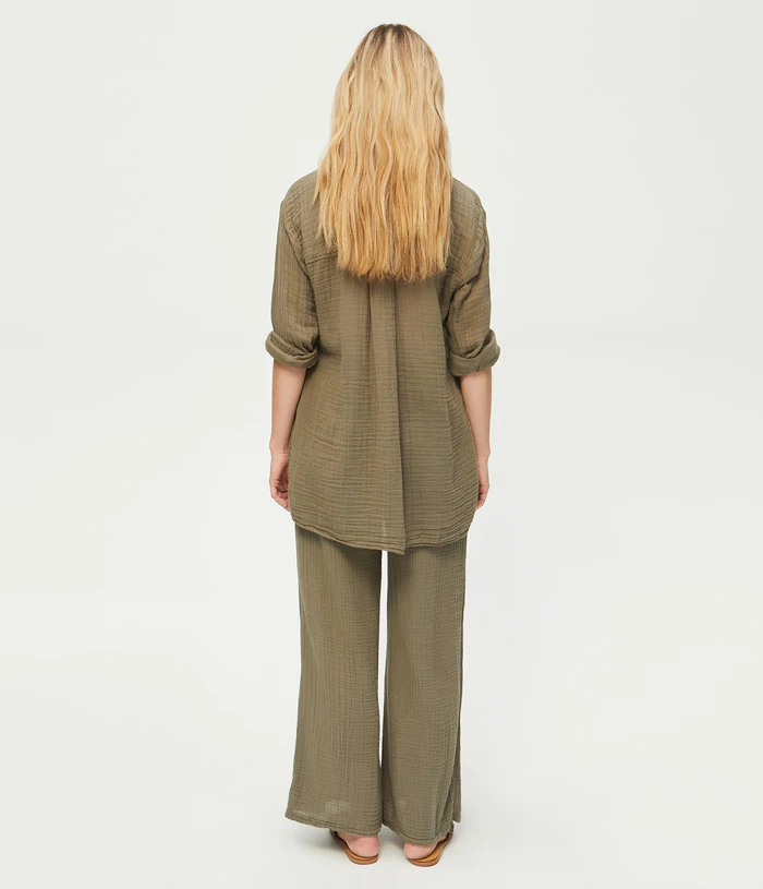 SUSIE SMOCKED WIDE LEG PANT - OLIVE - Kingfisher Road - Online Boutique