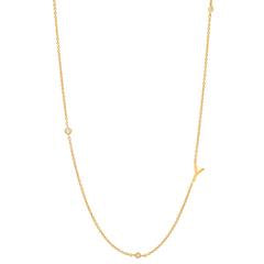 SIDEWAYS INITIAL NECKLACE w/ CZ ACCENTS - Kingfisher Road - Online Boutique