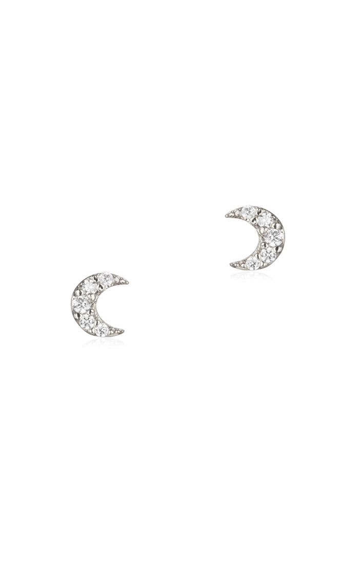 MINI CUBIC MOON POST EARRING-SILVER - Kingfisher Road - Online Boutique