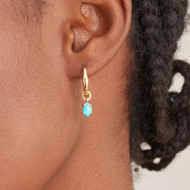 TURQUOISE DROP WAVE HUGGIE HOOP EARRINGS-GOLD - Kingfisher Road - Online Boutique