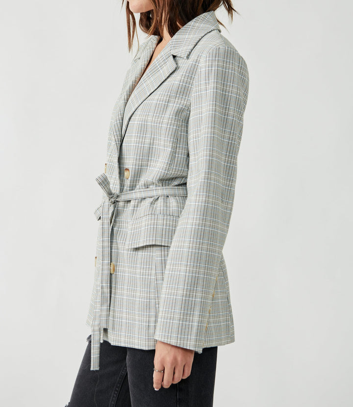 OLIVIA PLAID BLAZER - NATURAL PLAID COMBO - Kingfisher Road - Online Boutique