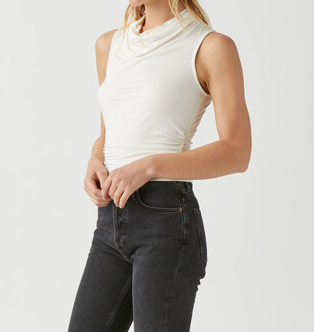 ANITA MOCK NECK TANK - CHALK - Kingfisher Road - Online Boutique