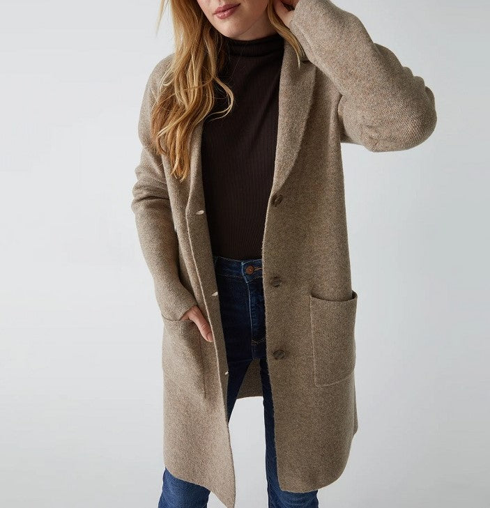 SUMI KNIT COATIGAN - DARK OATMEAL - Kingfisher Road - Online Boutique