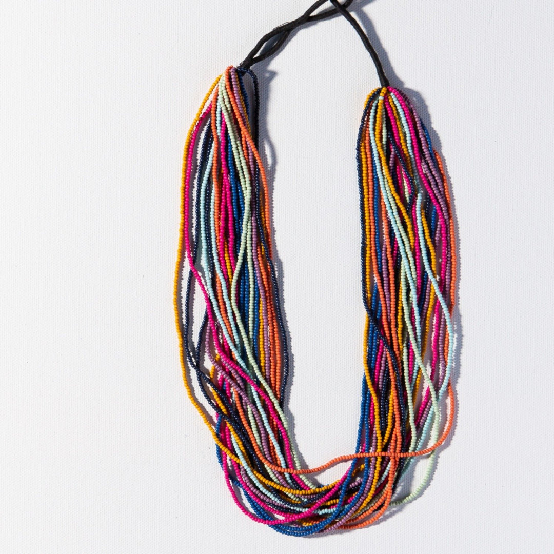 MULTI STRIPE LAYER SEED BEAD NECKLACE - Kingfisher Road - Online Boutique