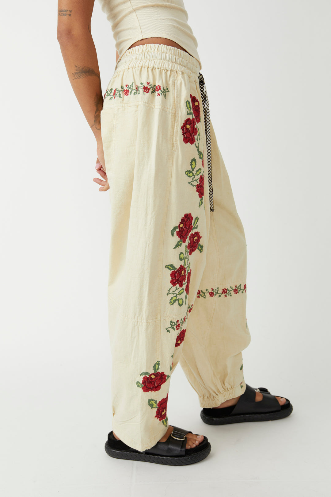 ROSALIA EMBROIDERED PULL PANT-BIRCH COMBO - Kingfisher Road - Online Boutique
