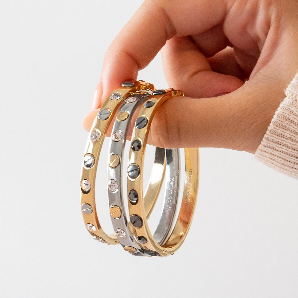 METAL NAILHEAD BANGLE-GOLD/SILVER - Kingfisher Road - Online Boutique
