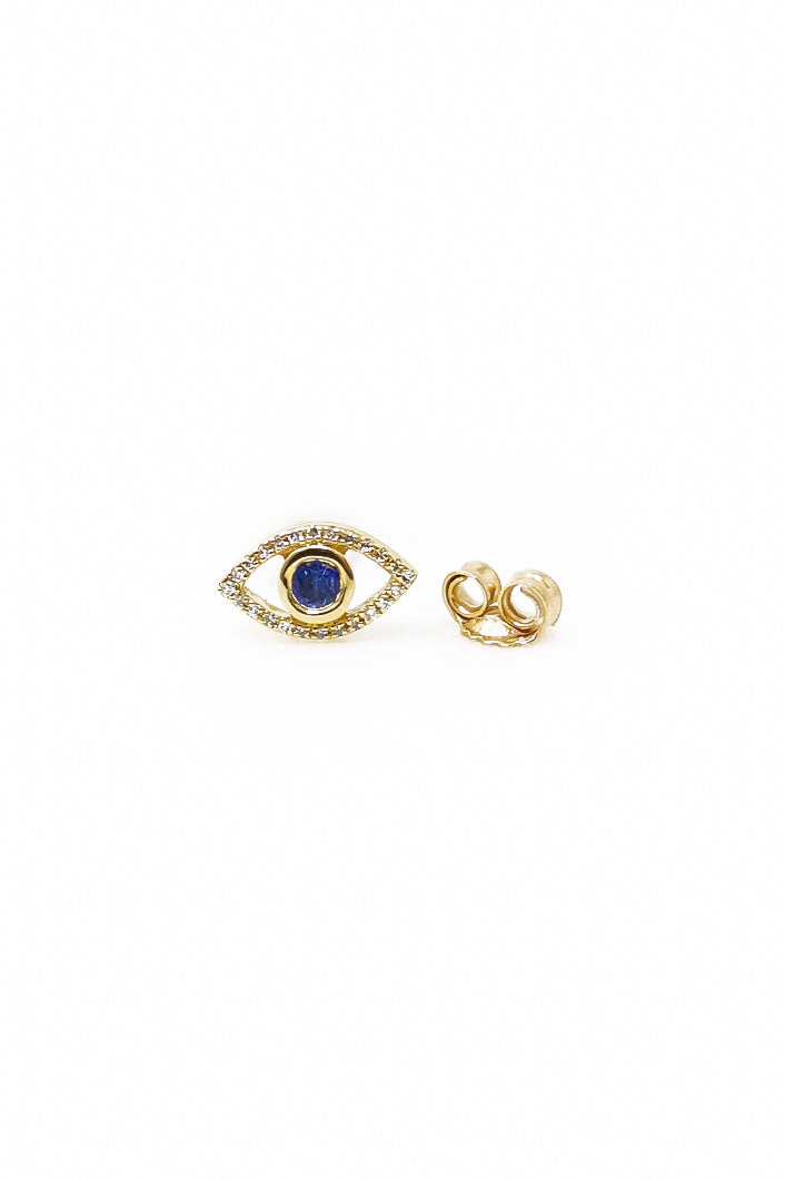 .09ct DIA./.055ct SAPPH. EVIL EYE STUD - Kingfisher Road - Online Boutique
