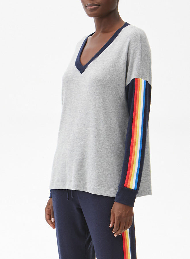 ADMIRAL COMBO JOVY V-NECK PULLOVER W/STRIPE - Kingfisher Road - Online Boutique