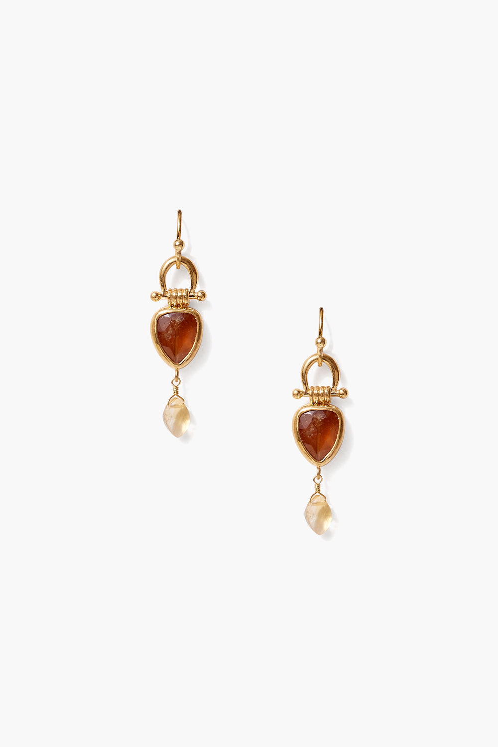 HESSONITE WRAPPED HINGED EARRINGS - Kingfisher Road - Online Boutique