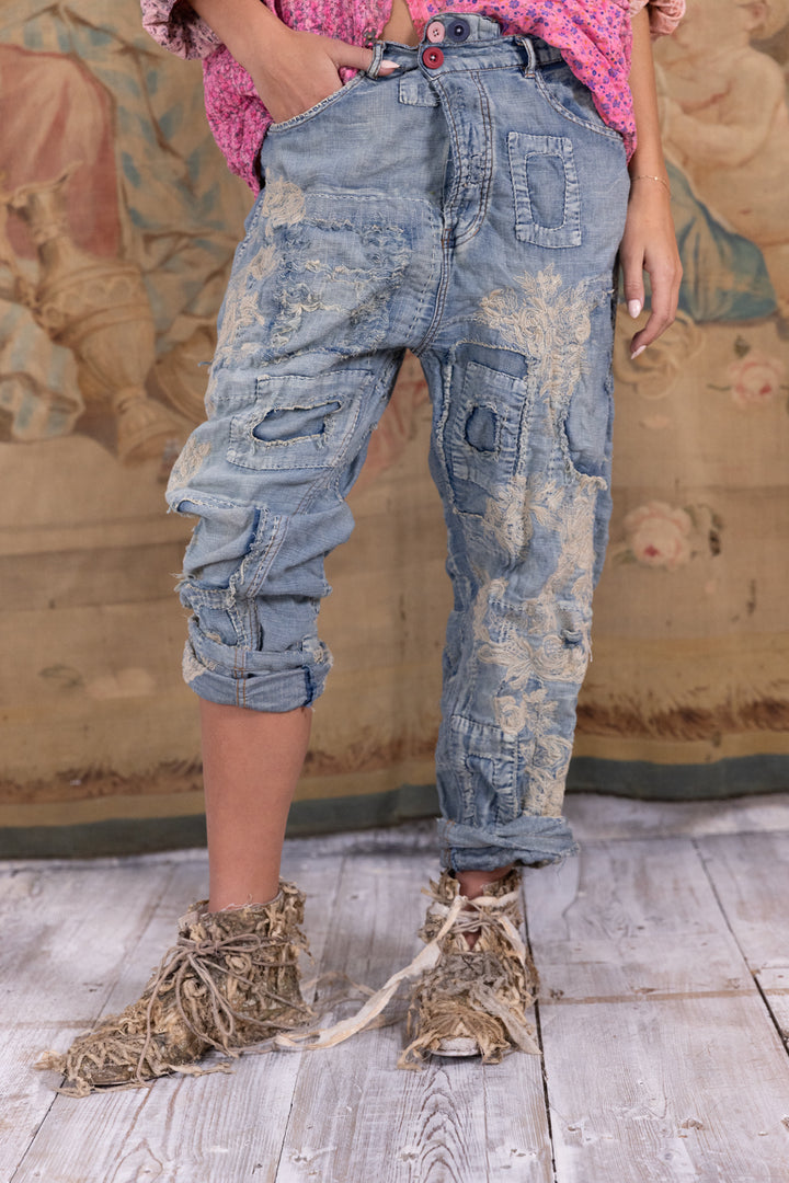 LACE EMB MINER DENIMS-WASHED INDIGO - Kingfisher Road - Online Boutique