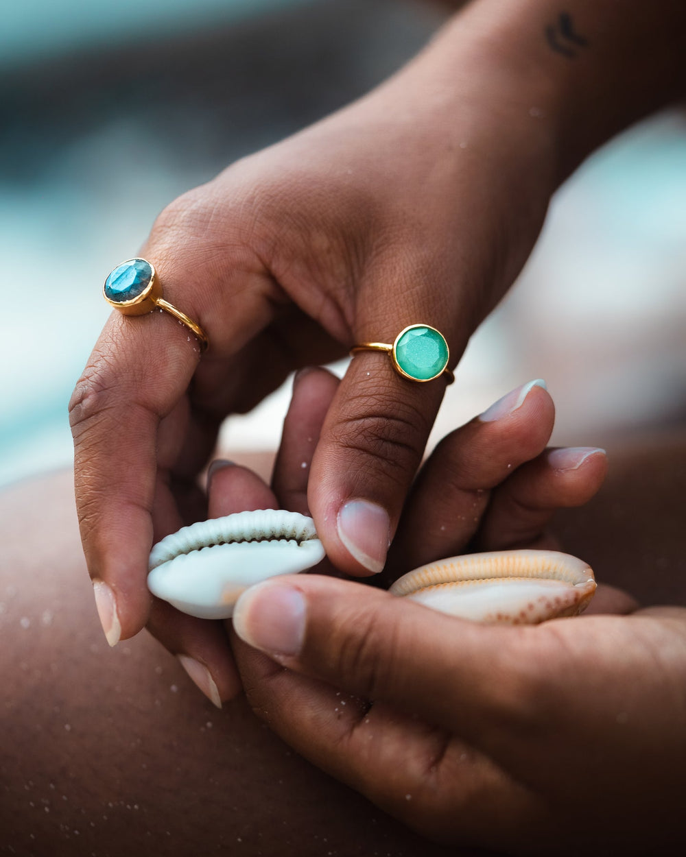 AQUA CHALCEDONY GOLD VOYAGER RING - Kingfisher Road - Online Boutique