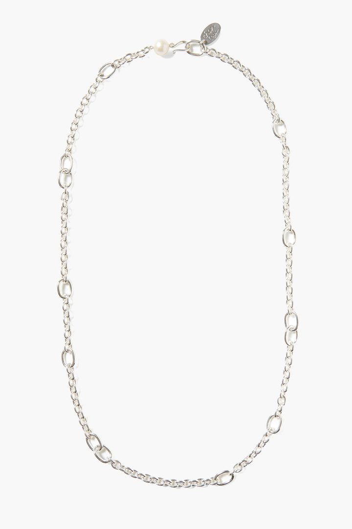 LONG PEARL CHAIN NECKLACE-SILVER - Kingfisher Road - Online Boutique