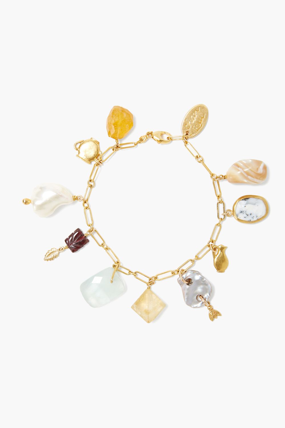 YELLOW/GOLD MIX STONE CHARM BRACELET - Kingfisher Road - Online Boutique