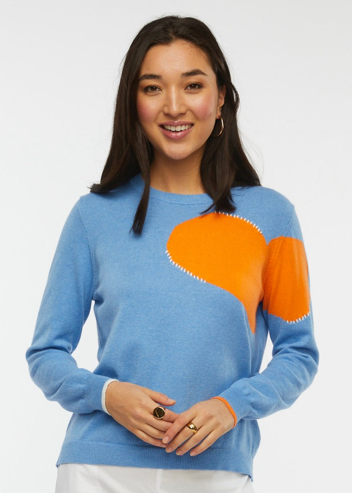 LOVE PATCH SWEATER-CHAMBRAY - Kingfisher Road - Online Boutique