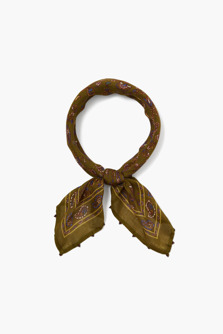 PAISLEY BANDANA WITH SEED BEAD EDGES-GRASS ROOTS - Kingfisher Road - Online Boutique