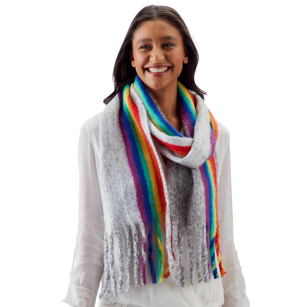 RAINBOW SCARF WITH TASSELS - Kingfisher Road - Online Boutique