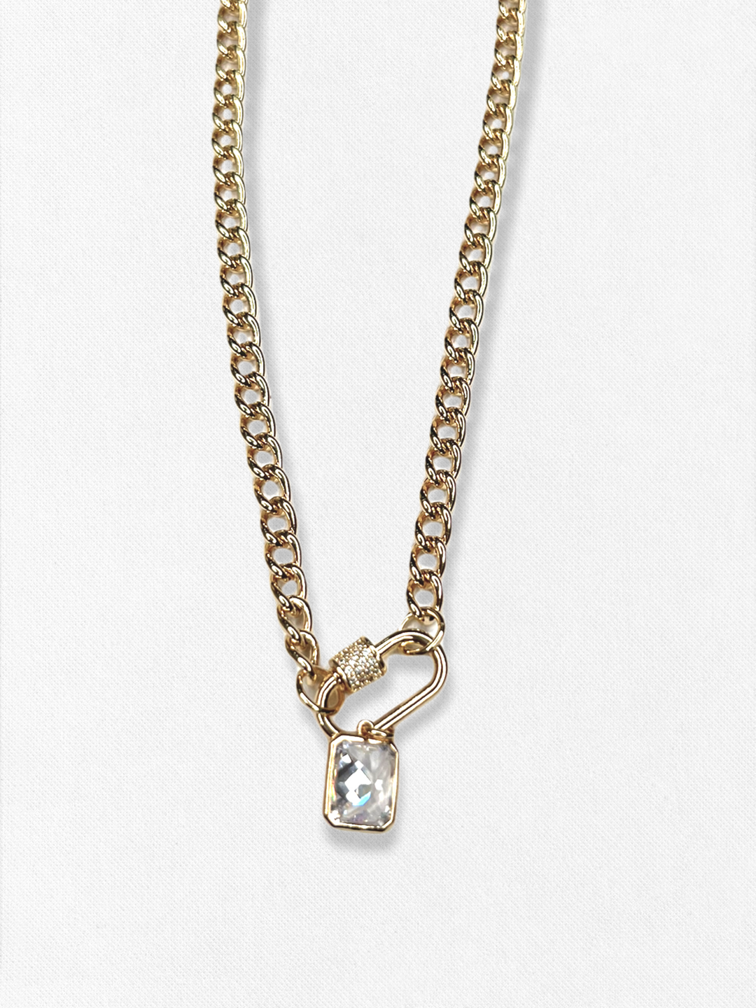 PAVE LOCK AND CLEAR CHARM NECKLACE - Kingfisher Road - Online Boutique
