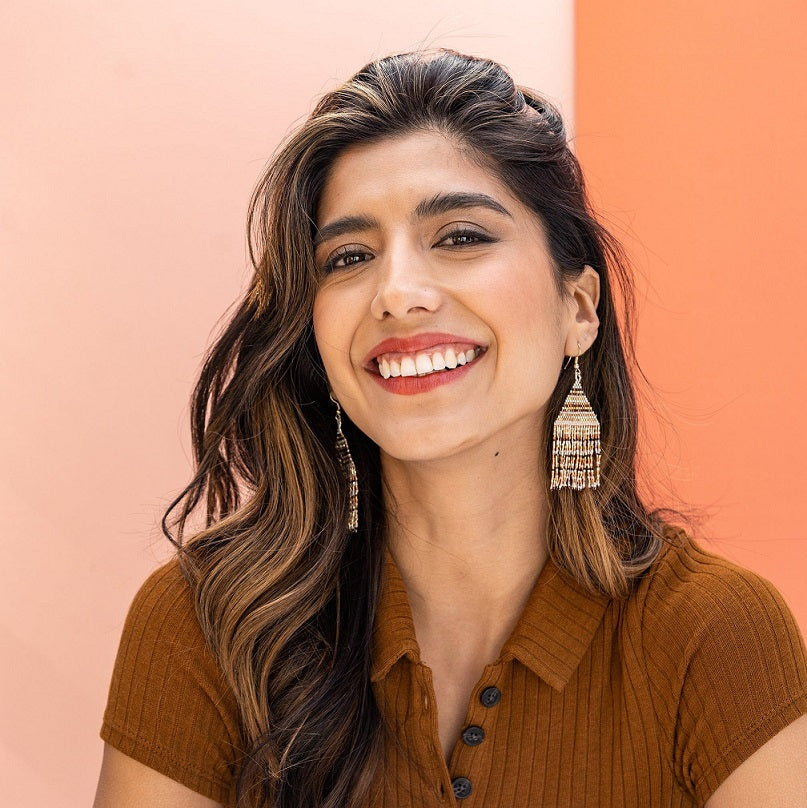 PETITE FRINGE STRIPE EARRINGS - Kingfisher Road - Online Boutique