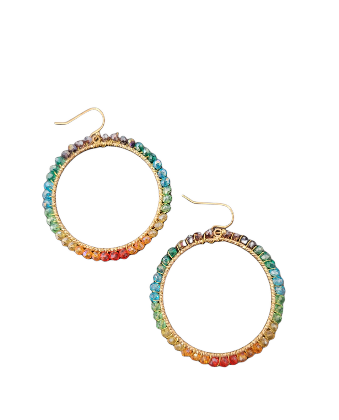 RAINBOW CRYSTAL WIRE HOOPS - Kingfisher Road - Online Boutique