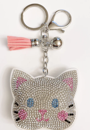 CLEAR CRYSTAL KITTY CAT KEYCHAIN - Kingfisher Road - Online Boutique