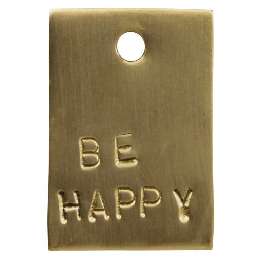 BE HAPPY BRASS TAG - Kingfisher Road - Online Boutique