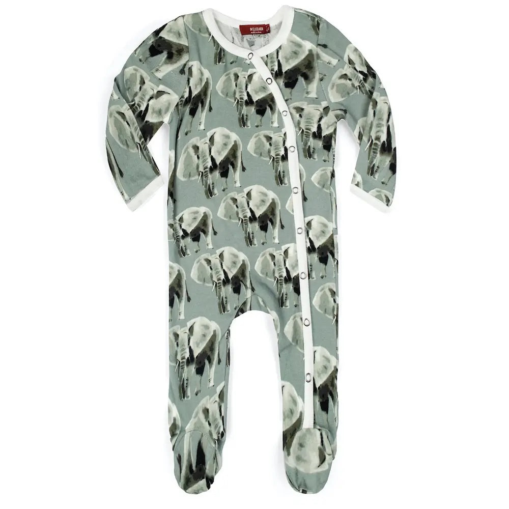 GREY ELEPHANT ORGANIC FOOTED ROMPER - Kingfisher Road - Online Boutique