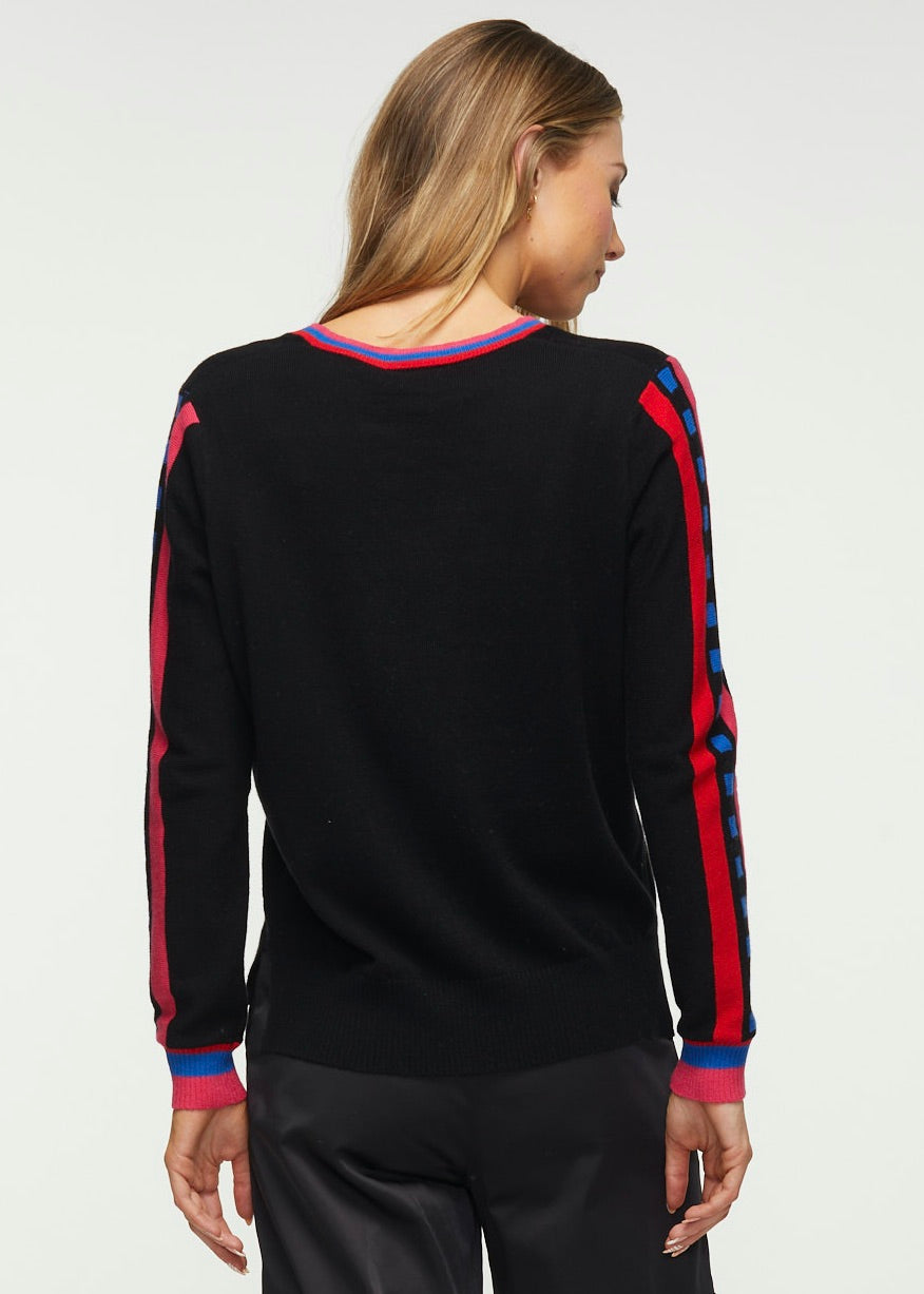 V-LADDER SLEEVE SWEATER - BLACK - Kingfisher Road - Online Boutique