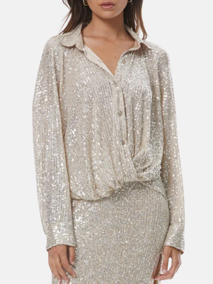 TOURIST SEQUIN TOP-CHAMPAGNE SOLID - Kingfisher Road - Online Boutique