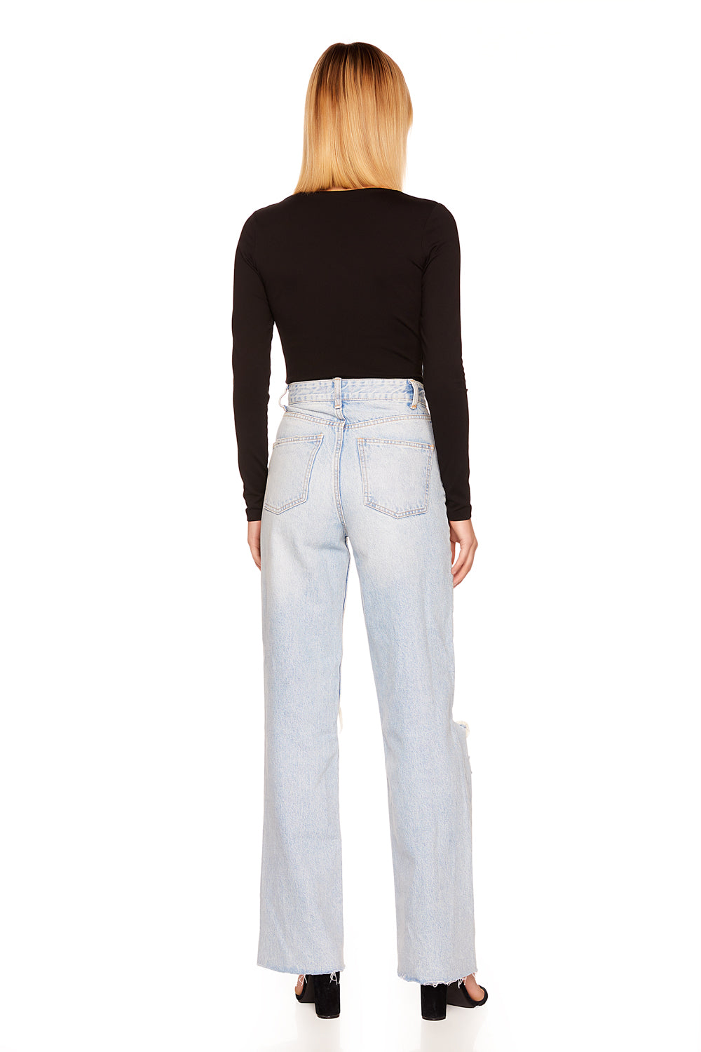 SEXY V-NECK LONG SLEEVE TOP-BLACK - Kingfisher Road - Online Boutique