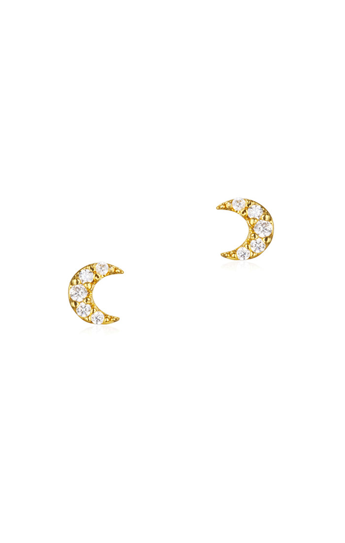 MINI CUBIC MOON POST EARRING-GOLD - Kingfisher Road - Online Boutique