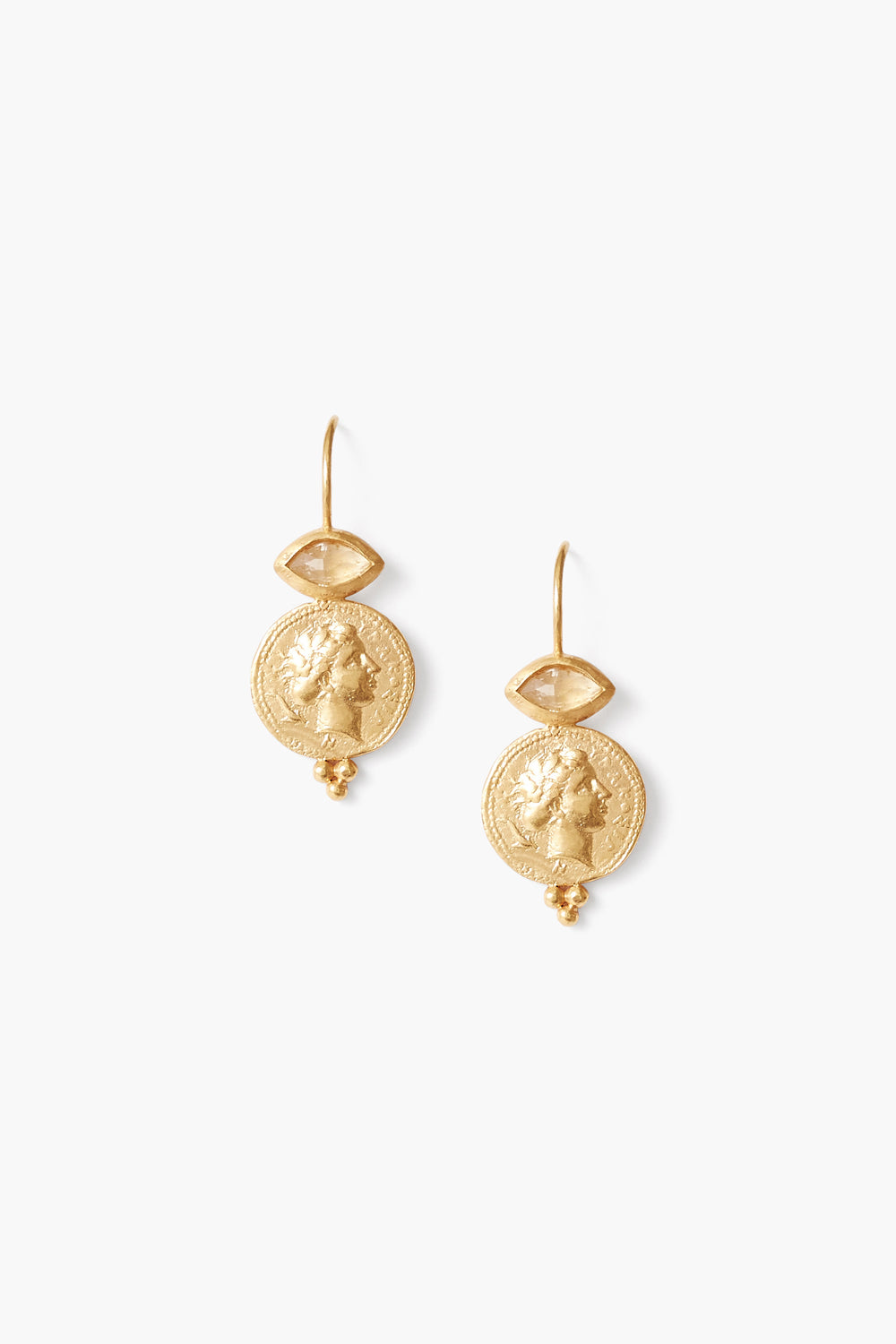 CITRINE BEZEL SET COIN FRENCH HOOK EARRING - Kingfisher Road - Online Boutique