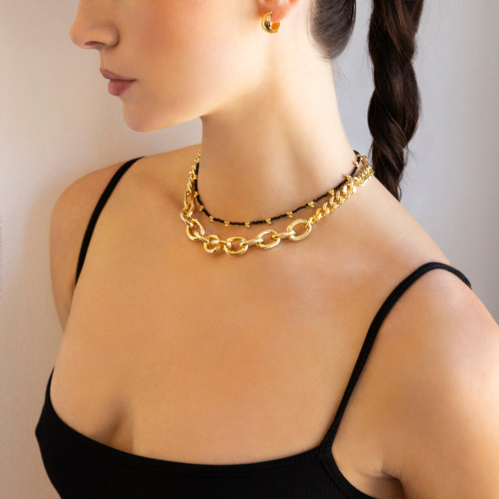 MIXED CHUNKY CHAIN NECKLACE-GOLD - Kingfisher Road - Online Boutique
