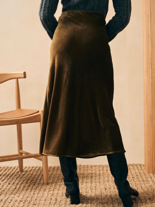STRETCH SILK VELVET INA SLIP SKIRT-BREEN - Kingfisher Road - Online Boutique