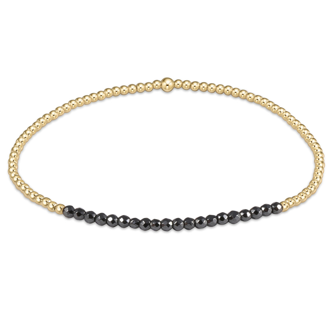 FACETED HEMATITE  2MM GOLD BLISS BEAD BRACELET - Kingfisher Road - Online Boutique