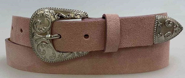 SUEDE BELT WITH SATIN NICKLE BUCKLE-OLD ROSE - Kingfisher Road - Online Boutique