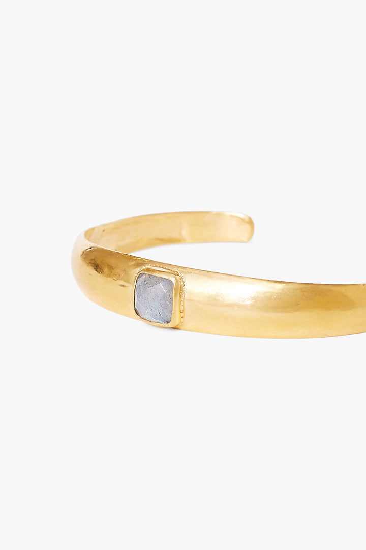 GOLD CUFF WITH LABRADORITE INSET - Kingfisher Road - Online Boutique
