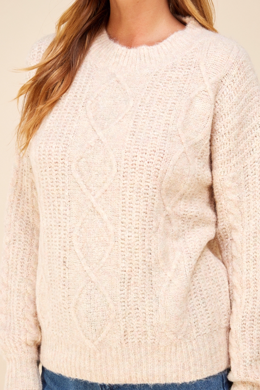 Cable Knit Sweater - Multi Blush - Kingfisher Road - Online Boutique