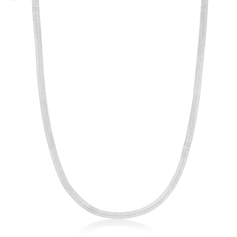 Kingfisher Road Ania Haie FLAT SNAKE CHAIN NECKLACE-SILVER