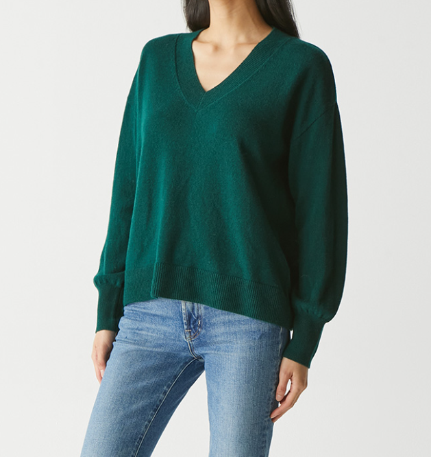 ODETTE V-NECK SWEATER-DARK IVY - Kingfisher Road - Online Boutique