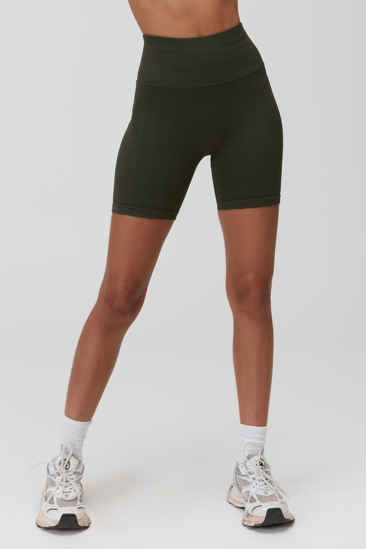 AMARA WIDE RIB BIKER SHORTS - LEAF - Kingfisher Road - Online Boutique