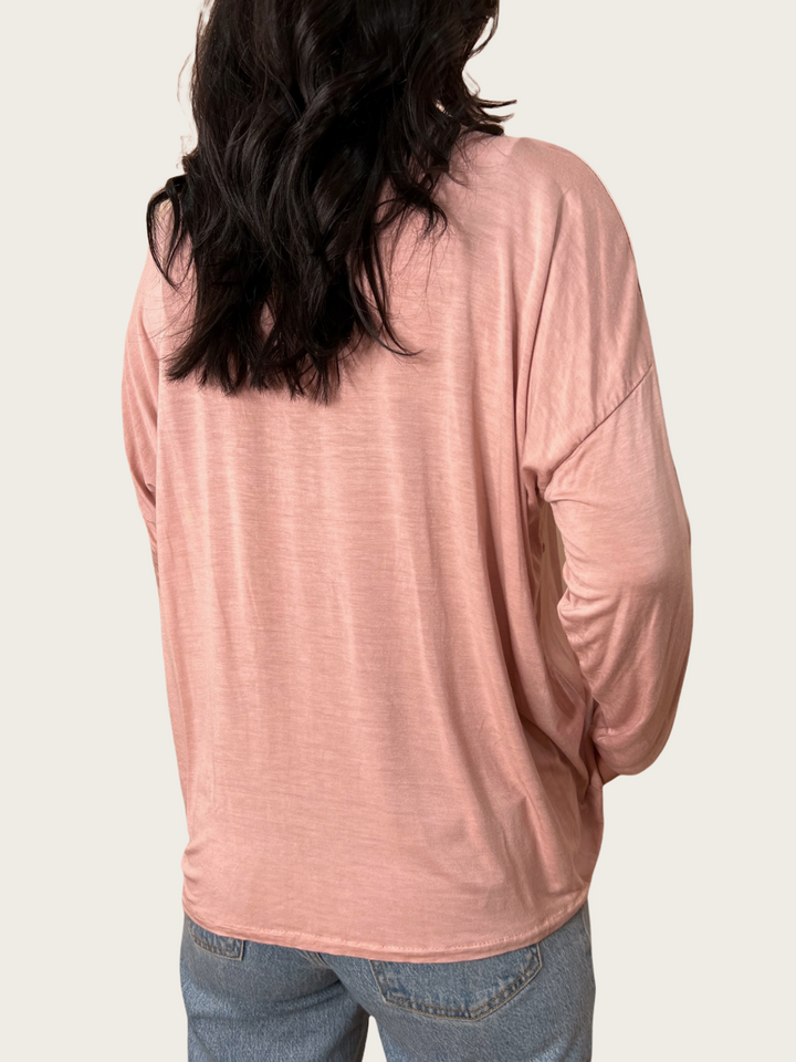 DOLMAN SLEEVE V-NECK SILKY FRONT PANEL TOP - Kingfisher Road - Online Boutique