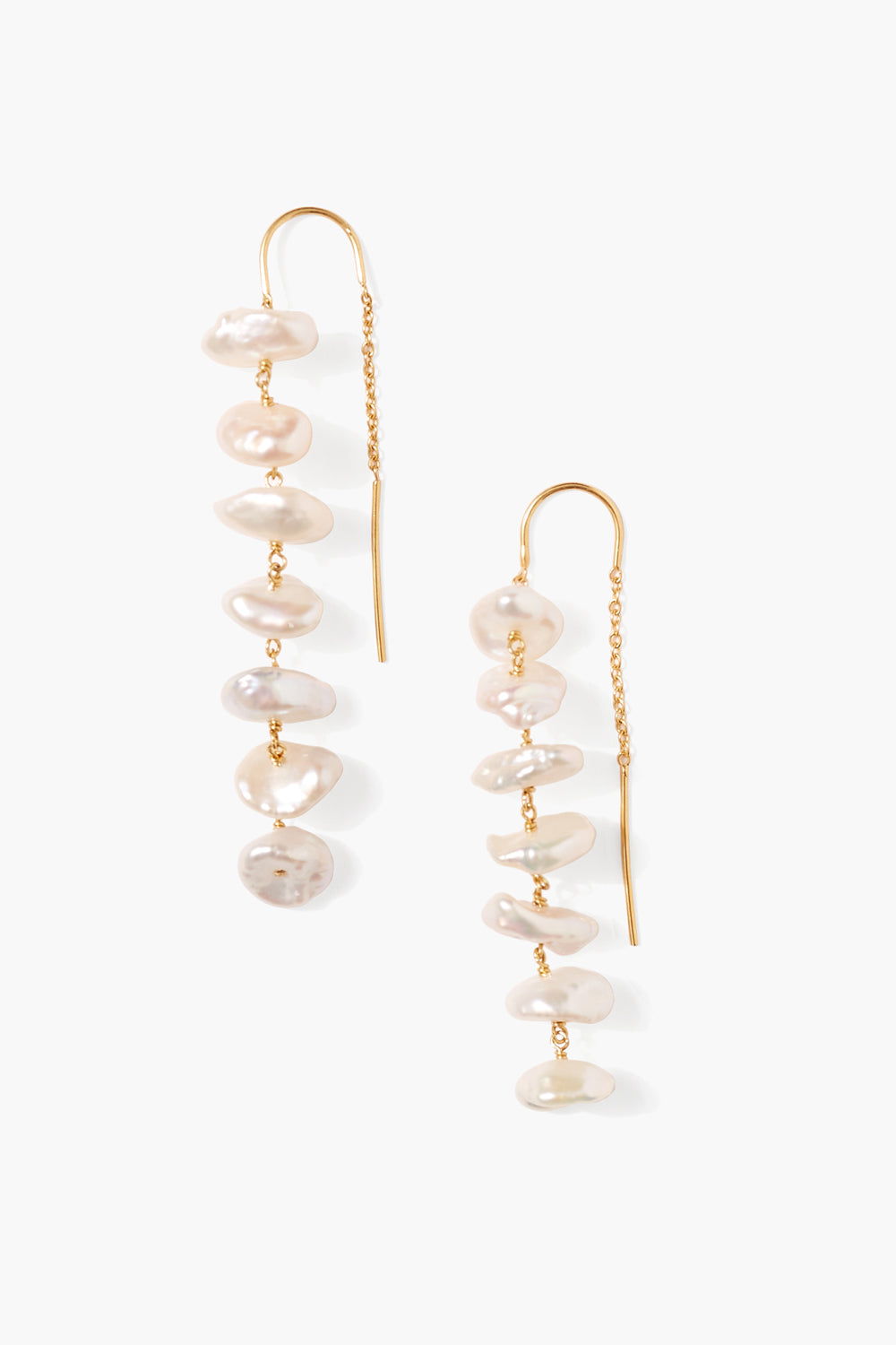 WHITE PEARL THREADER EARRINGS-GOLD - Kingfisher Road - Online Boutique