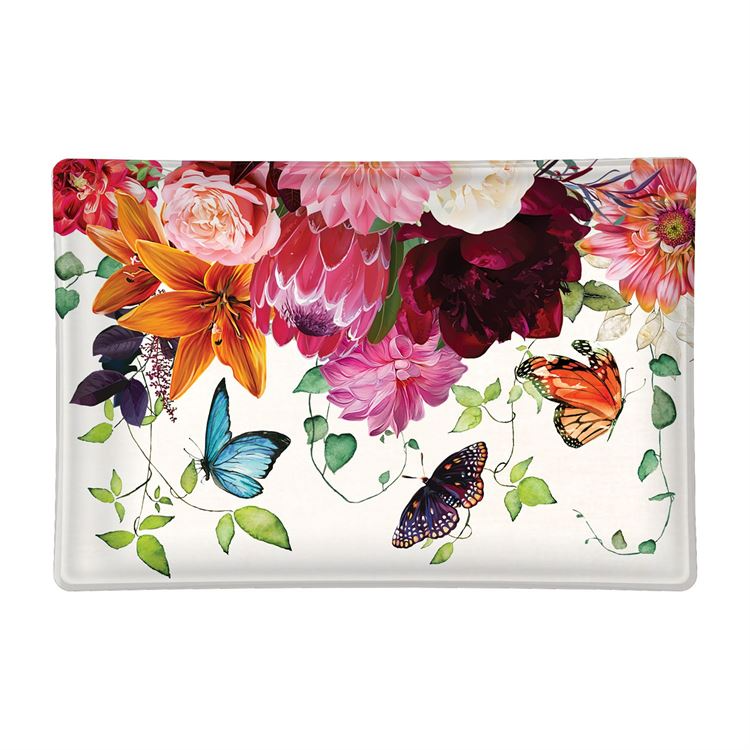 SWEET FLORAL MELODY RECTANGULAR GLASS SOAP DISH - Kingfisher Road - Online Boutique