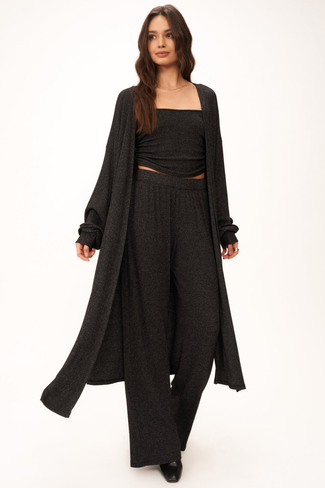 CATCH FLIGHTS MAXI RIB CARDI - BLACK - Kingfisher Road - Online Boutique