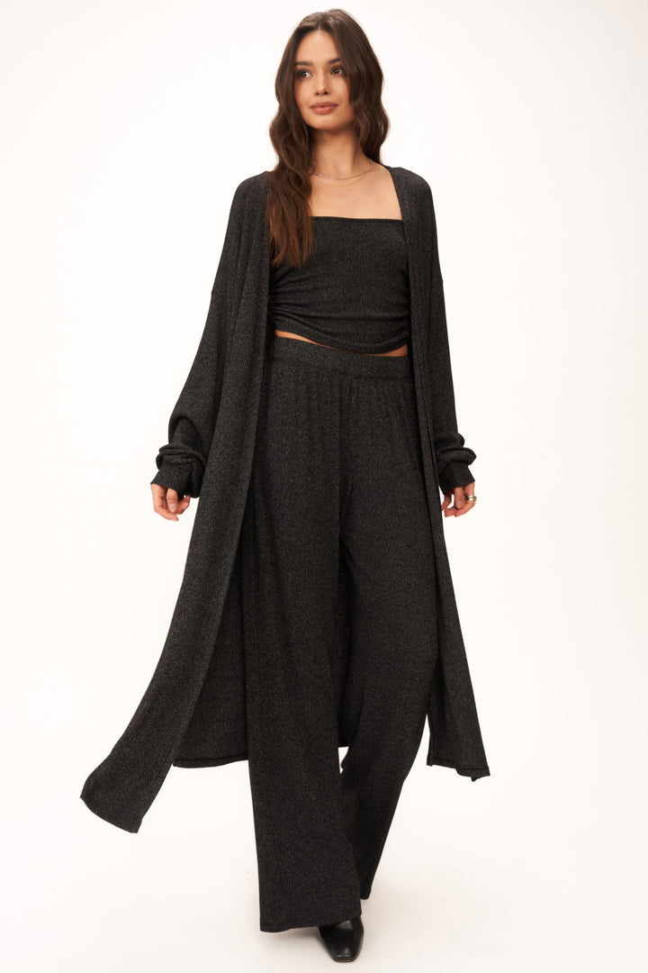 CATCH FLIGHTS MAXI RIB CARDI - BLACK - Kingfisher Road - Online Boutique