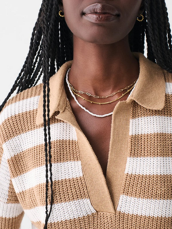 MIRAMAR POLO - NATURAL STRIPE - Kingfisher Road - Online Boutique