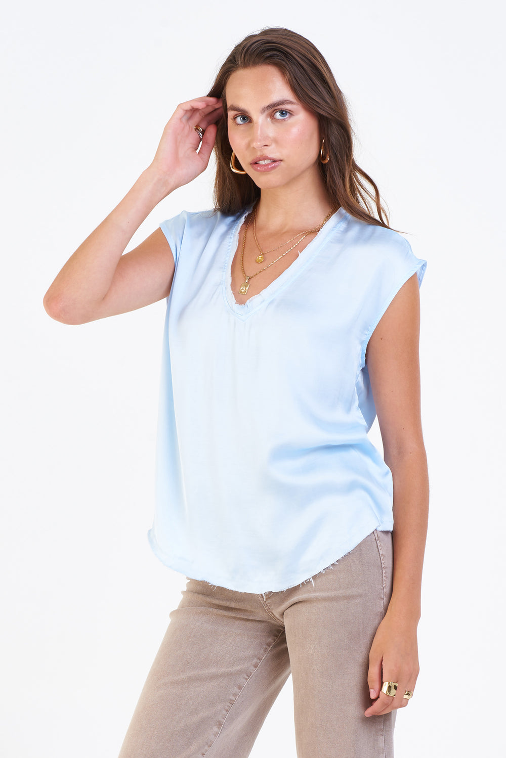 YANIS V-NECK SLEEVELESS TOP-SKYWAY - Kingfisher Road - Online Boutique