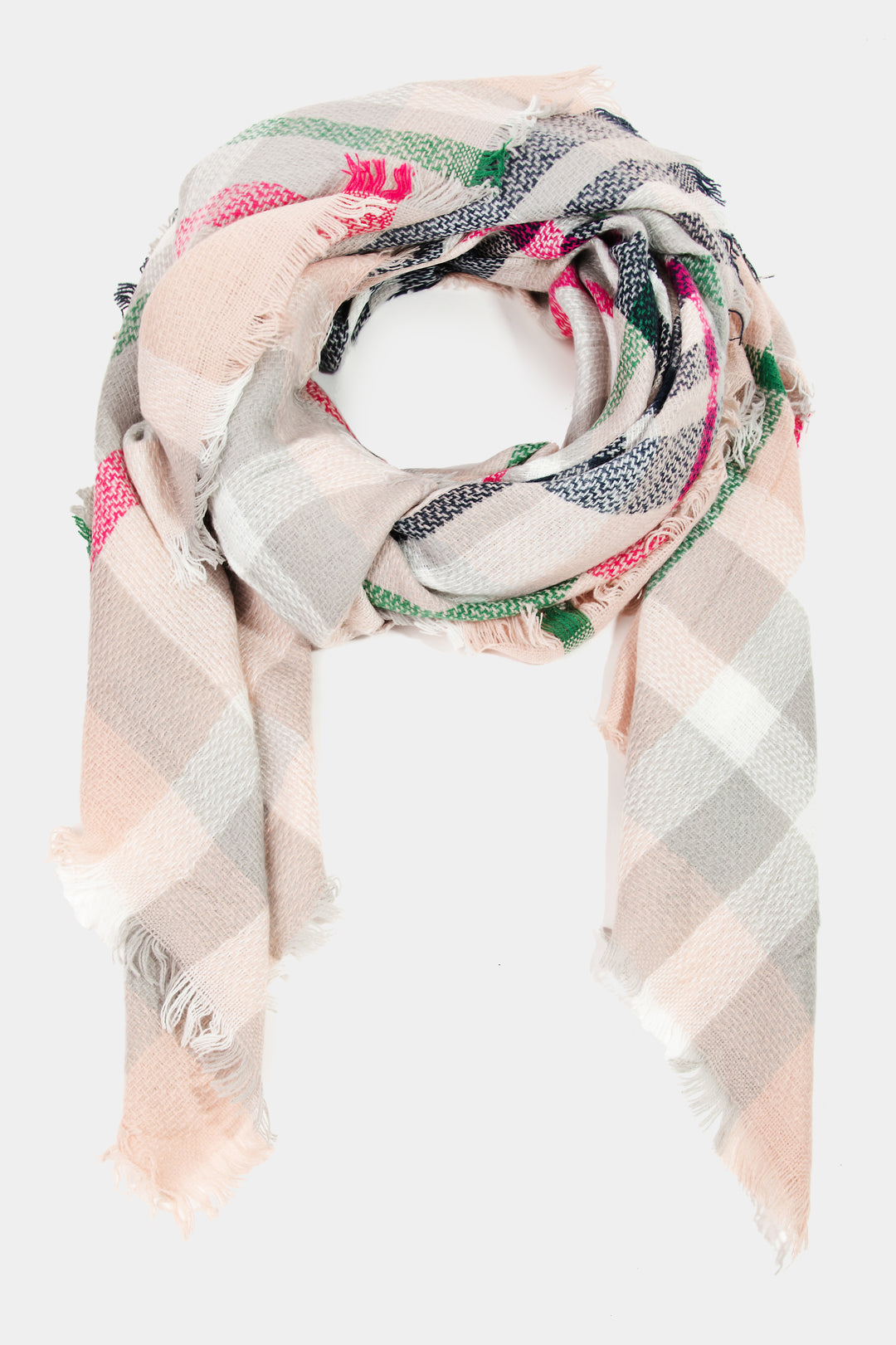 PLAID KNITTED SCARF-PINK - Kingfisher Road - Online Boutique