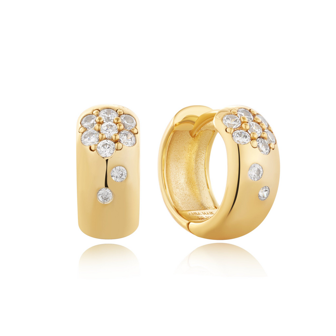SPARKLE CHUBBY HUGGIE HOOP EARRINGS-GOLD - Kingfisher Road - Online Boutique